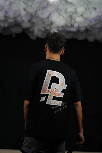 Camiseta Oversize negra de manga corta "Dizzy Elements"